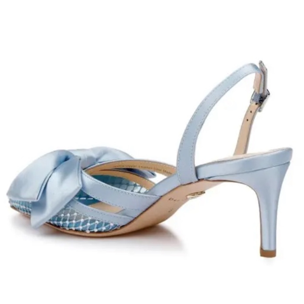🌹DEE OCLEPPO🌹Brazil Satin Bow Slingback Pumps In Blue Size: 6.5 - Picture 4 of 12